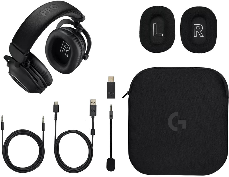 Logitech g pro x 2 lightspeed wireless gaming headset 50mm graphene bluetooth 3.5mm blue vo!ce mic 50h black-null
