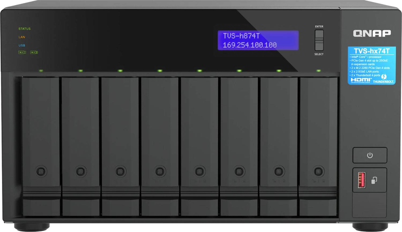 Qnap TVs-h874t-i9-64G 8-bay thunderbolt 4 quts hero nas Intel Core i9-12900 64GB ddr4 dual 2.5GBe HDMI diskless-null