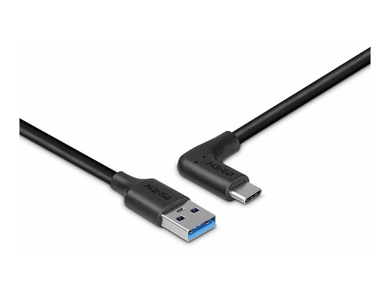 Lindy - USB cable - USB (m) straight to 24 pin USB-c (m) right-angled - USB 3.2 Gen 2 - 3 v - 5 a - 50 cm - up to 10GBps data transfer rate - black-null