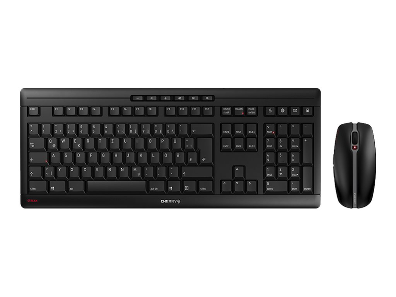 Cherry stream desktop - keyboard and mouse set - wireless - 2.4 GHz - french - key switch: cherry sx - black, , medium-null