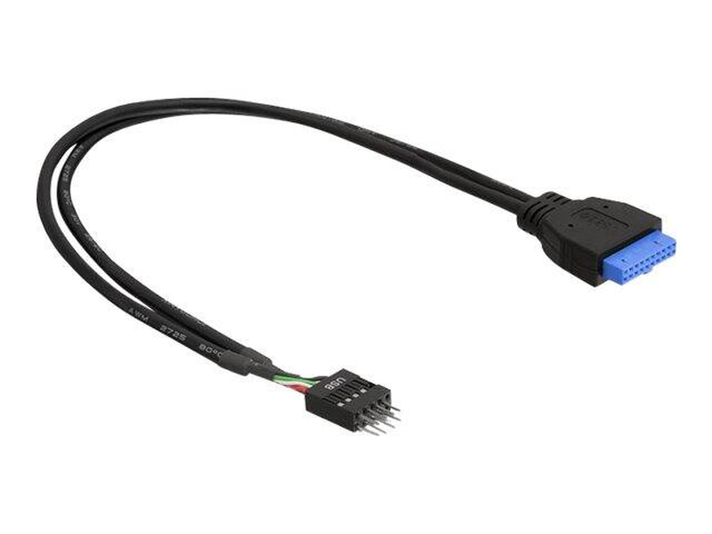 Delock - USB internal cable - 19 pin USB 3.0 header (f) to 9 pin USB header (m) - 45 cm - black-null