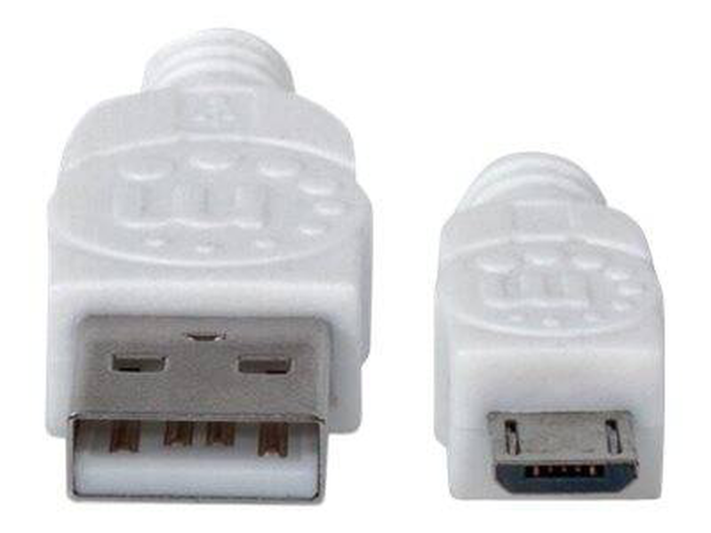 Manhattan USB-a to micro-USB cable, 1m, male to male, white, 480 mbps (USB 2.0), equivalent to startech USBpaub1mw, hi-speed USB,-null