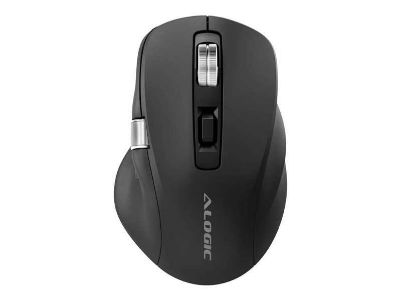 Alogic apex / mouse / ergonomic / USB-c rechargeable, programmable / right-handed / 7 buttons / wired, wireless / 2.4 GHz, bluetooth 5.0, USB / bluetooth USB adapter / black, , medium-null