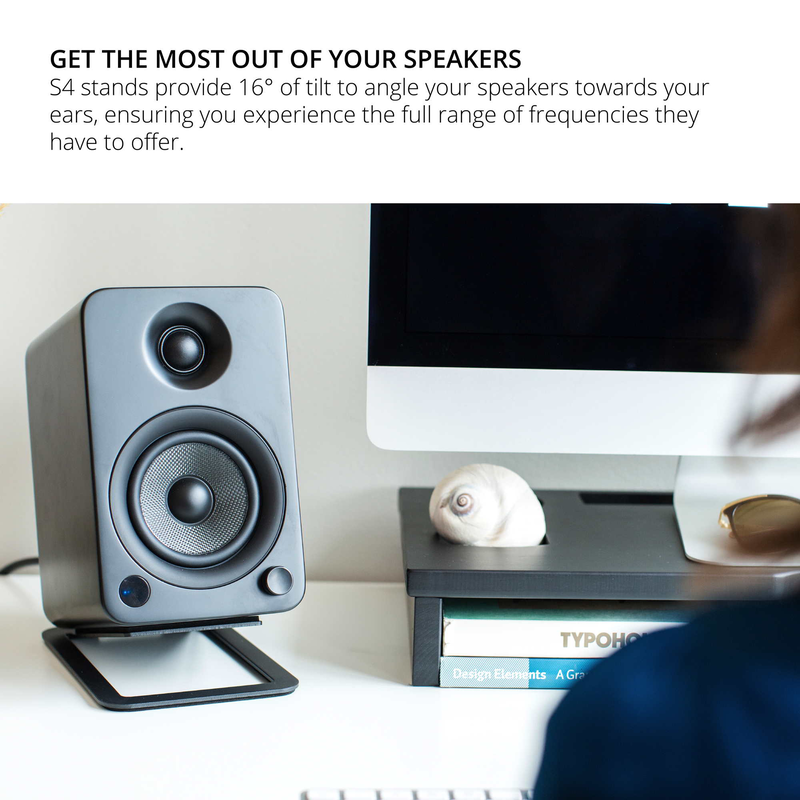 Kanto s4 angled desktop speaker stands for midsize speakers - black, pair-null
