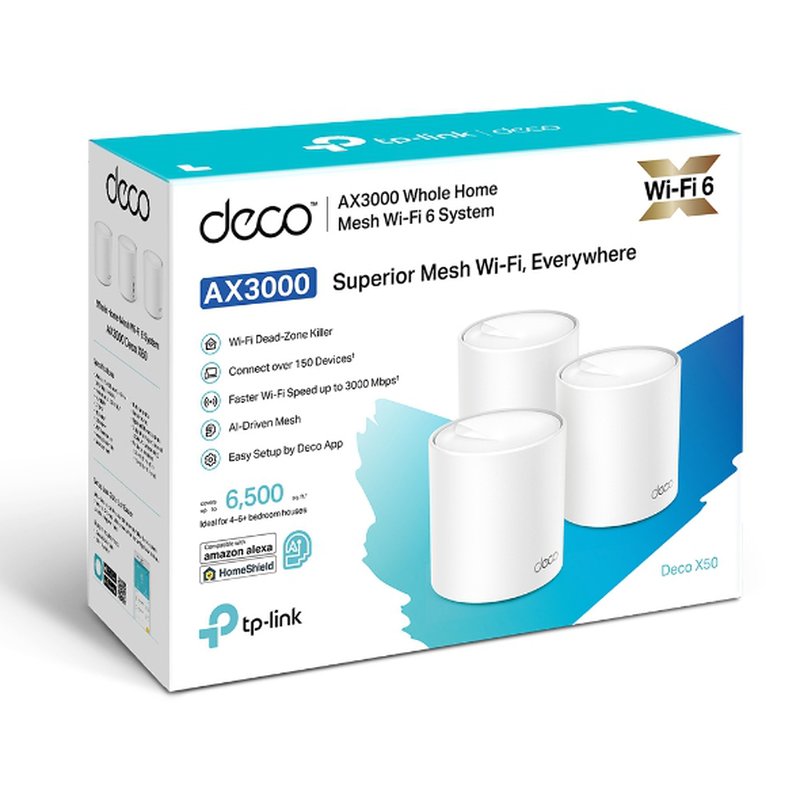 Tp-link deco x50 ax3000 deco whole home mesh Wi-Fi 6 unit (3-pack), , medium-null