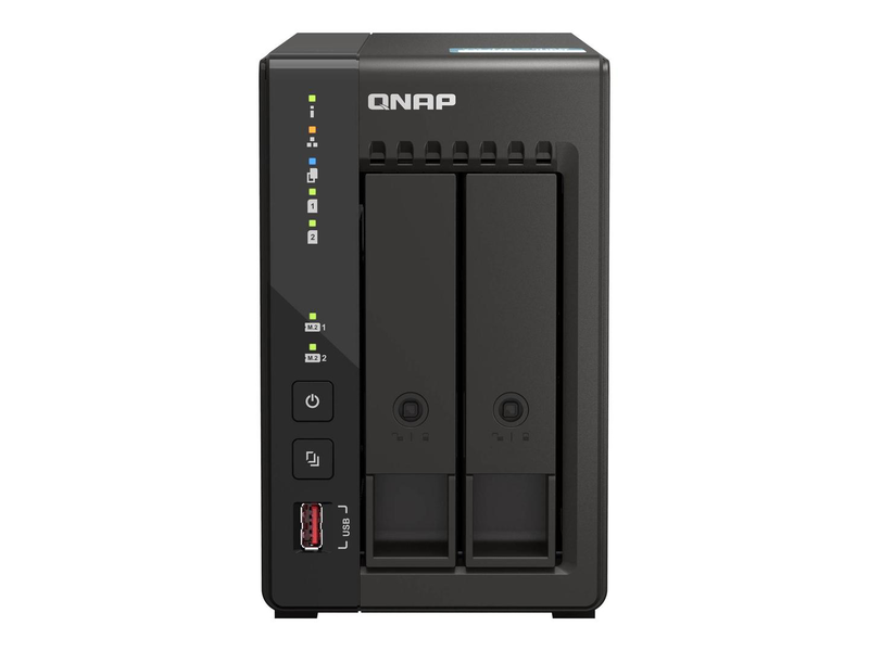 Qnap ts-253e / nas server / 2 bays / sata 6GB/s / raid raid 0, 1, 5, 6, 10, 50, jbod, 60 / ram 8GB / 2.5 gigabit ethernet / iscsi support, , medium-null