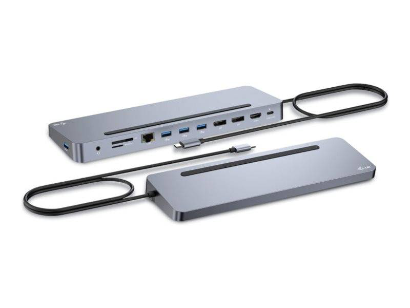I-tec c31flat2pdpro100w USB-c ergonomic triple 4k docking station 2x displayport HDMI 100w pd gbe charger silver-null