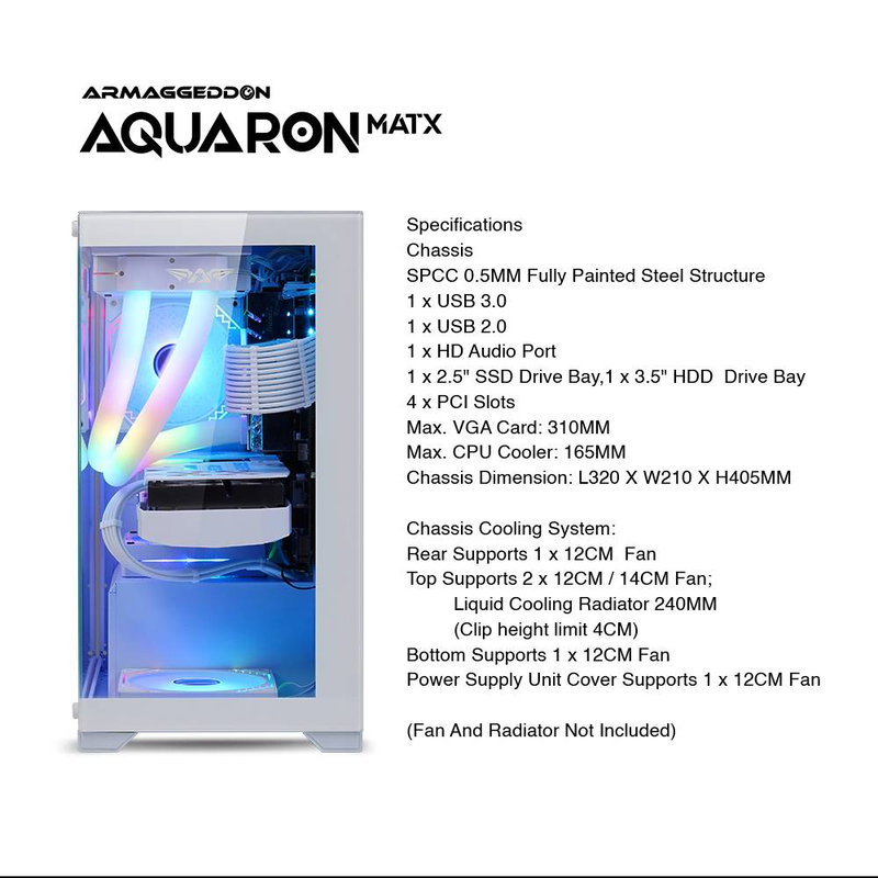 Armaggeddon aquaron micro atx gaming case black, , medium-null