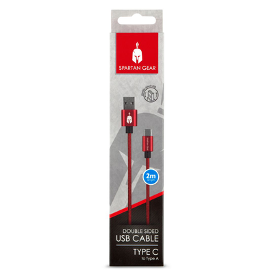 Spartan gear - double sided USB cable type c length: 2m red, , medium