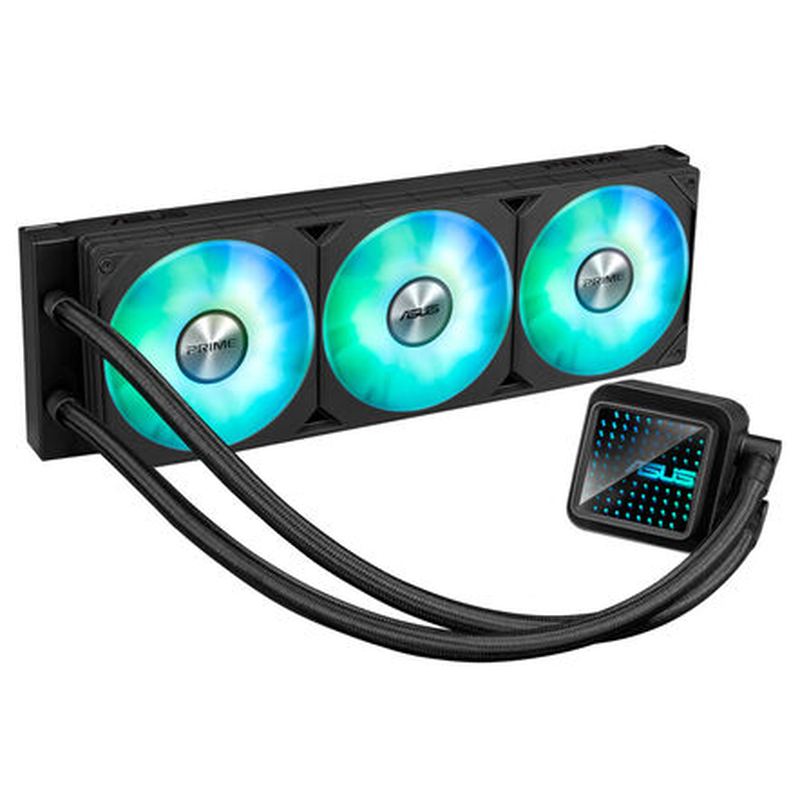 Asus prime lc 360 argb 360mm aio liquid CPU cooler triple 120mm pwm argb fans aura sync black-null