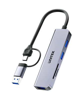 Unitek USB-c hub 3xUSBa sd/micro sd card reader h1320a, , medium