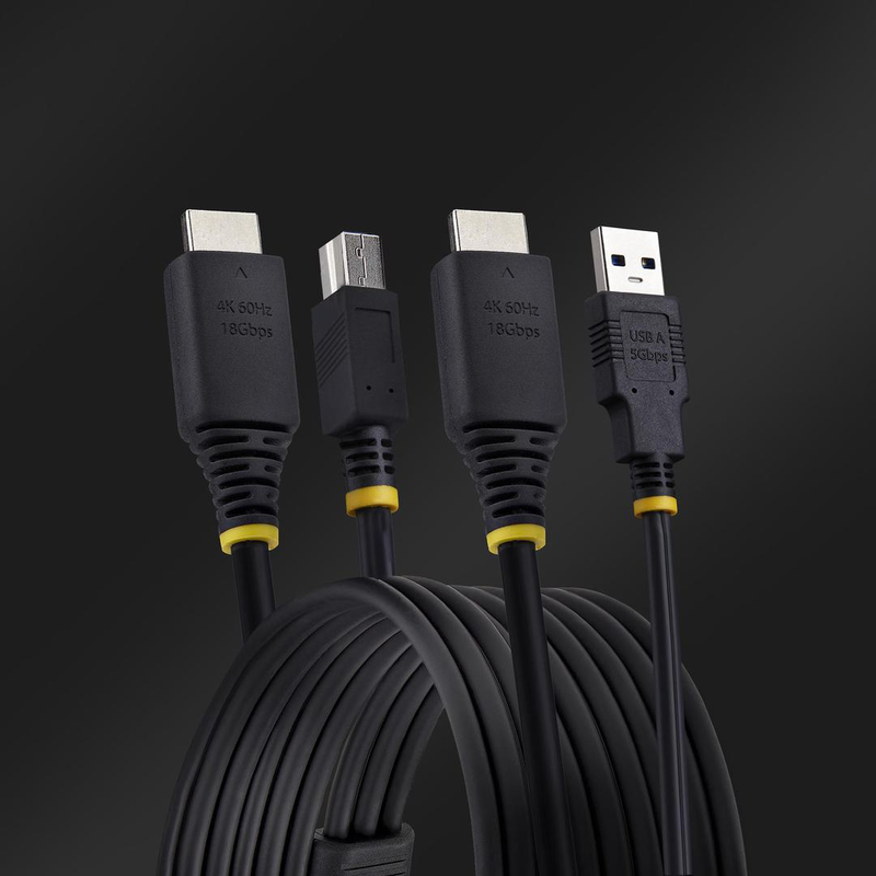 Startech.com 10ft (3m) HDMI and USB 5GBps kvm cable / keyboard / video / mouse (kvm) cable / HDMI, USB type a (m) to HDMI, USB type b (m) / 3 m / 4k60hz support, hdr10 support / black-null