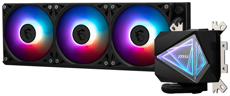 Msi mag coreliquid i360 argb aio liquid CPU cooler 360mm 3x120mm argb fans intel lga1851 AMD am5 black-null