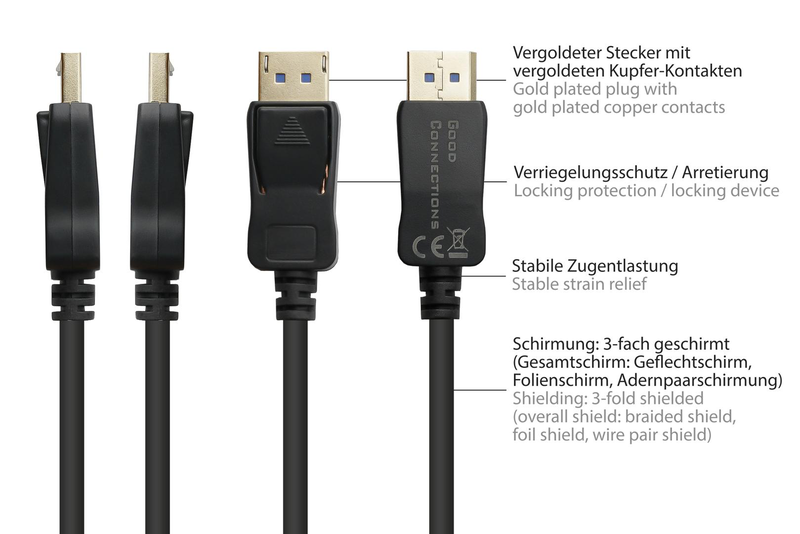 Good connections dp20-020 - 2 m - displayport - displayport - male - male - 3840 x 2160 pixels - cable - digital/display/video - 2 m, , medium-null