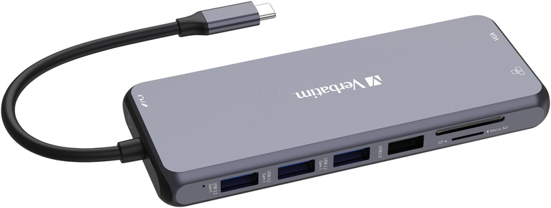 Verbatim - hub - 2 x HDMI + 1 x vga + 7 x USB + 1 x 1 gigabit ethernet - desktop, , medium-null