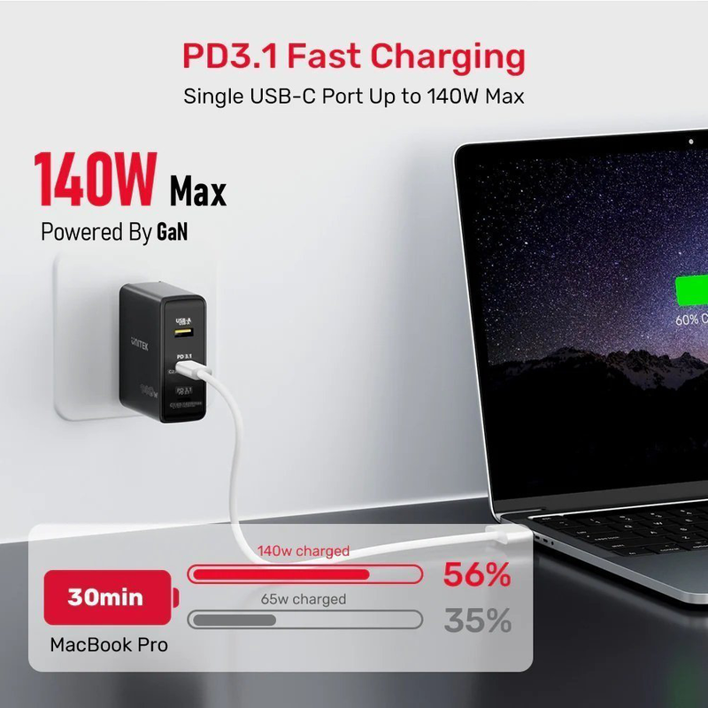 Unitek charge 140w 4in1 gan charger+240w cable p1115a, , medium-null