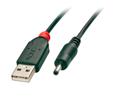 Lindy - USB power cable - dc jack 3.5 x 1.35 mm (m) to USB (power only) (m) - 1.5 m - black, Black, medium