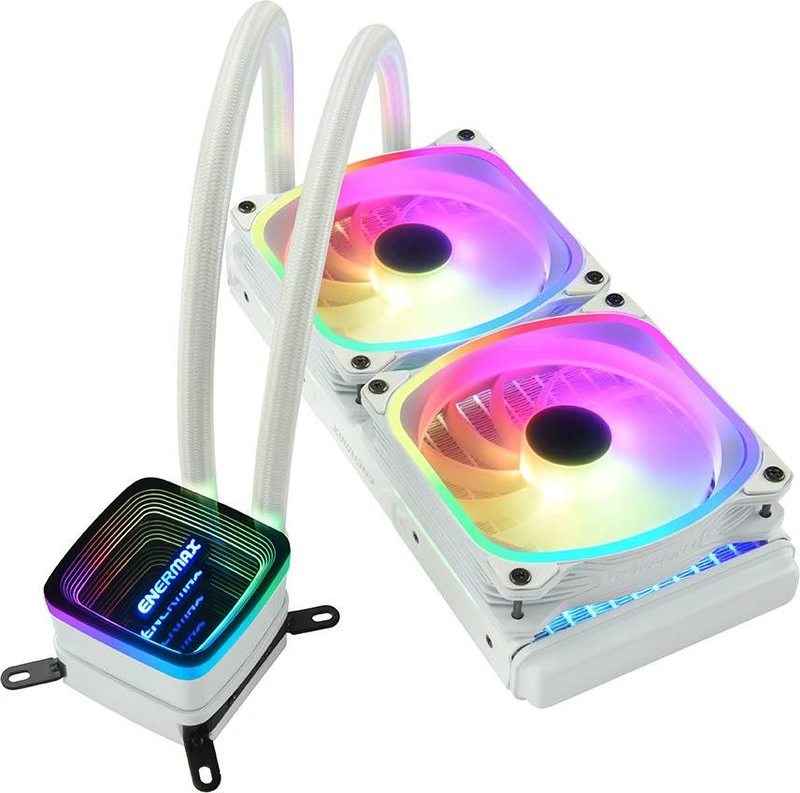 Enermax aquafusion adv 240 0lc-aqfa240-sqa-w 240mm aio liquid CPU cooler dual squa rgb fans 360w white-null