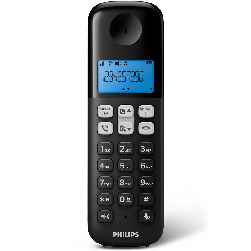 Philips d1612b/grs black (greek menu) double wireless phone open listening illuminated display and 50 memory, , medium image number null