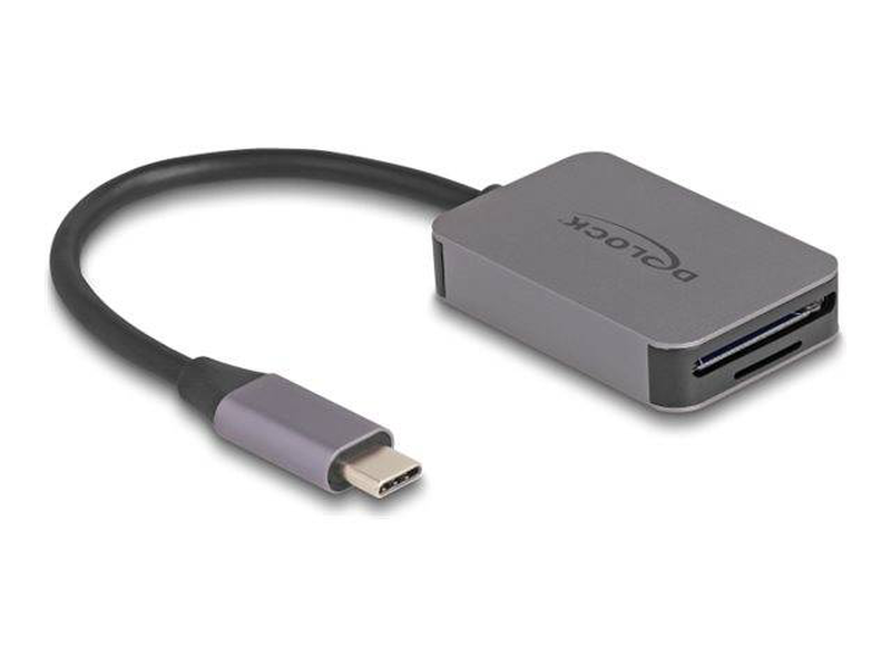 Delock USB Type-C card reader in aluminium enclosure for sd or micro sd memory cards, , medium-null