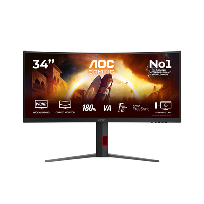 Aoc cu34g4 34" &omicron;&theta;ό&nu;&eta; curved 180hz freesync uwqhd 3440x1440, Black, medium