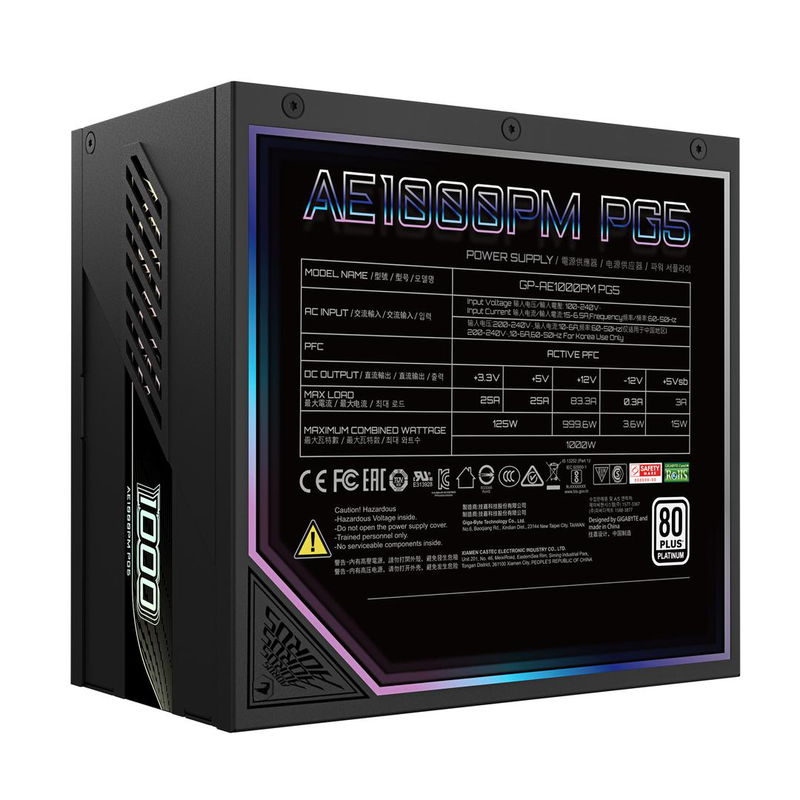Gigabyte aorus elite ae1000pm pg5 1000w atx 3.0 fully modular power supply 80 plus platinum pcie 5.0 black-null