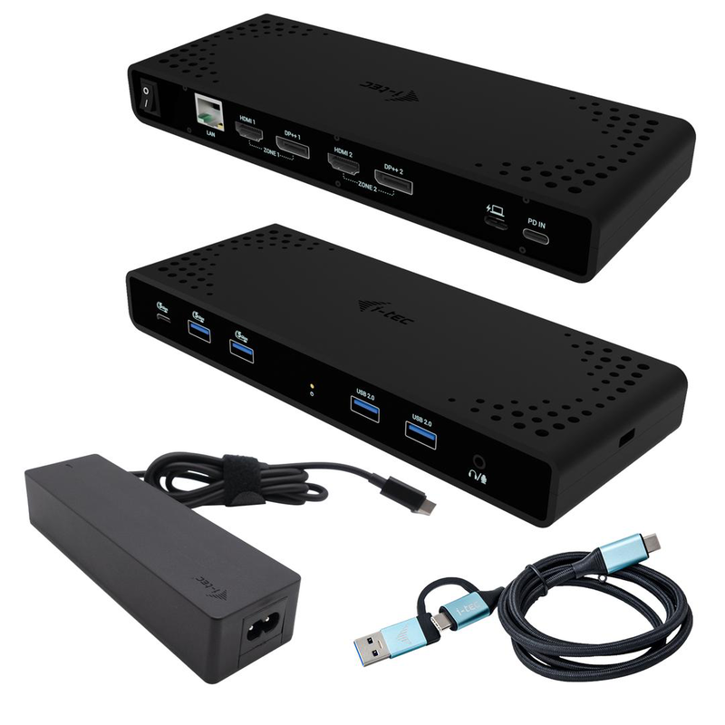I-tec universal dual 4k display docking station + power delivery 85w, wired, USB 3.2 Gen 1 (3.1 Gen 1) Type-C, 85 w, 10,100,1000 mbit/s, black, 5GBit/s, , medium-null