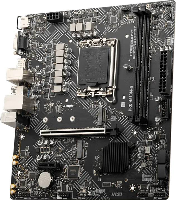 Msi pro h610m-g | intel h610 | lga 1700 | ddr5 | micro-atx | pcie 4.0 | HDMI + dp + vga | 1GB lan, , medium-null