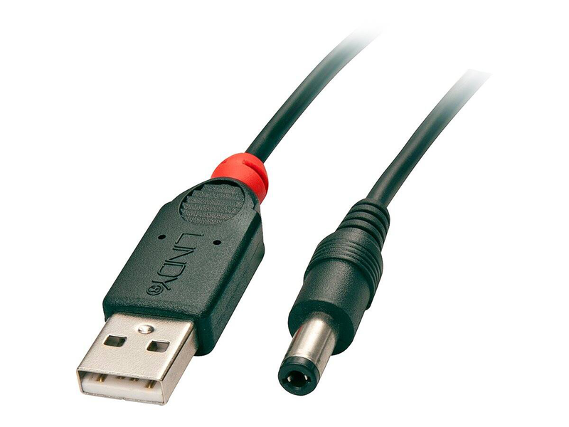 Lindy - USB / power cable - dc jack 5.5 x 2.1 mm (m) to USB (power only) (m) - 1.5 m - black-null