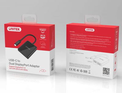 Unitek v1407a type to dual dp adapter
