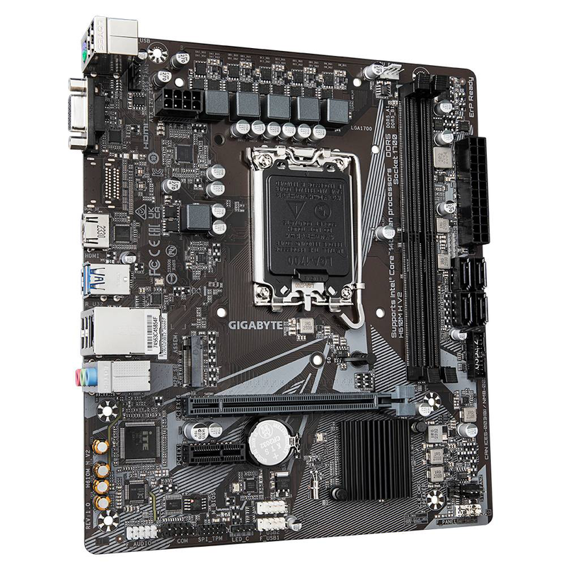 Gigabyte h610m h v2 ddr5 micro-atx motherboard lga 1700 intel h610 pcie 4.0 x16 m.2 HDMI vga gbe lan black-null
