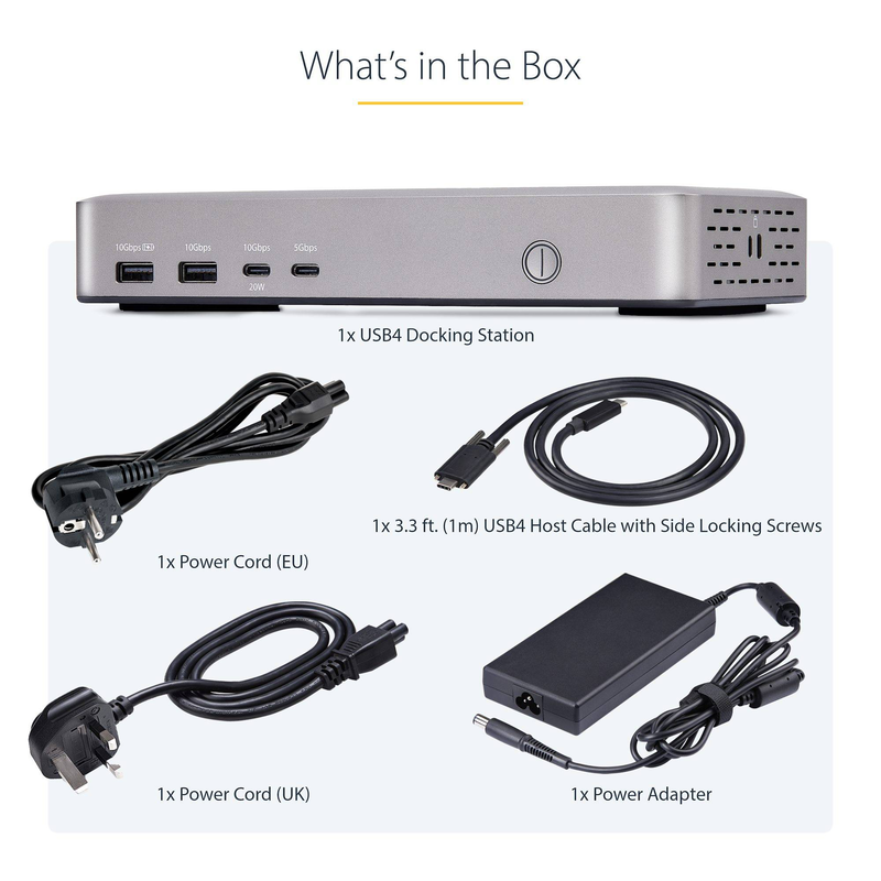 Startech 155ue-USB4-dock USB4 dual monitor docking station 2x HDMI 2.1 4k 120hz 2.5GBe 6x USB 100w pd-null