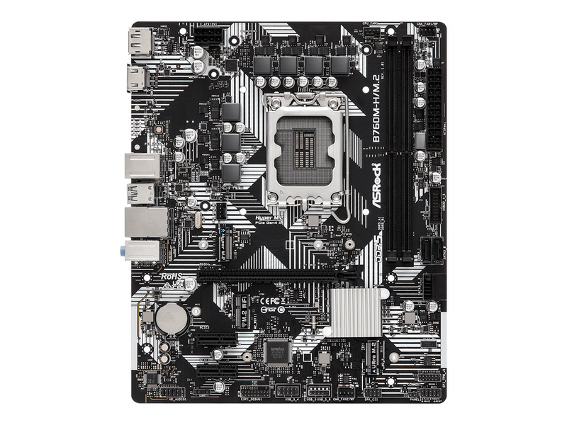 Asrock b760m-h/m.2 ddr5 micro-atx motherboard lga 1700 intel b760 pcie 4.0 dual m.2 USB-c HDMI dp gbe black-null