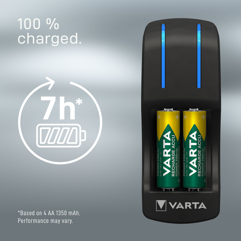 Varta pocket charger for aa/aaa accus (incl. 4x aa 2100mAh + 2x aaa 800mAh rechargeable batteries), , medium image number null