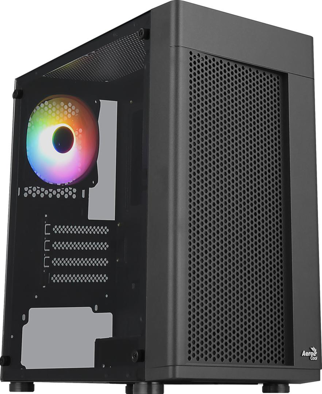 Aerocool hexformbkv2 micro atx pc case 3 fans frgb black, mini tower, pc, black, micro atx, mini-itx, abs, spcc, back, front, , medium-null