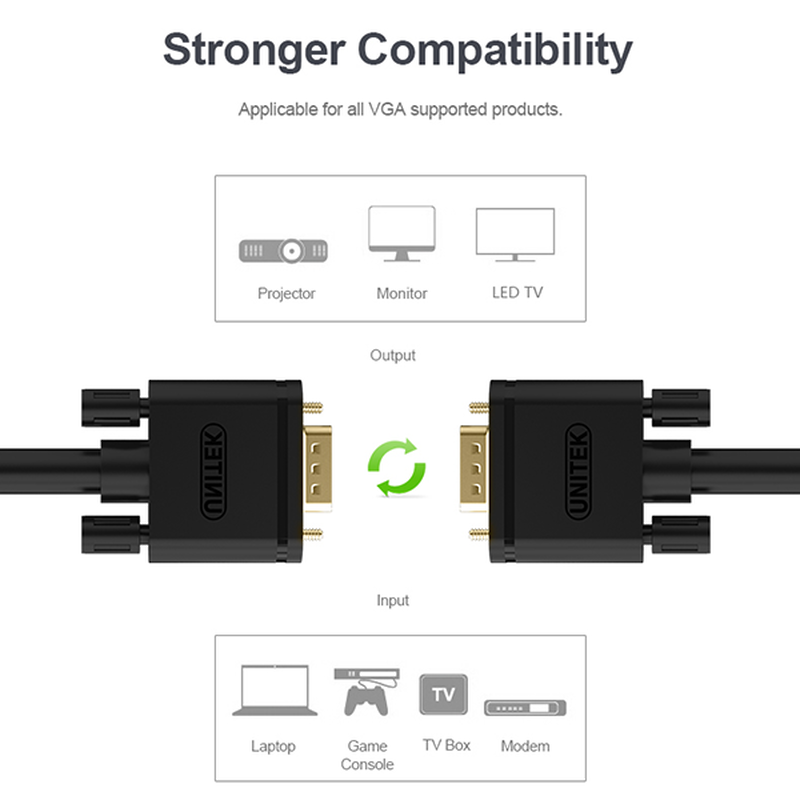 Product image: Unitek y-c505G vga to vga cable 5.0m, , medium-null