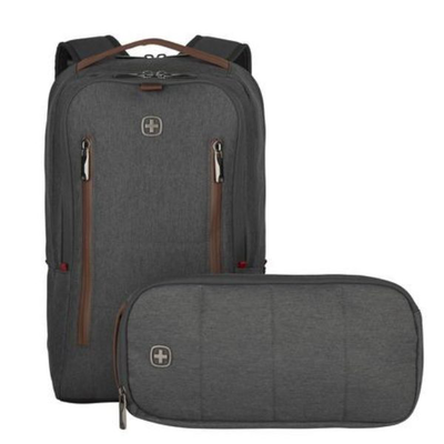 Wenger, city upgrade, 16" laptop backpack w/ cross body day bag, grey, , medium
