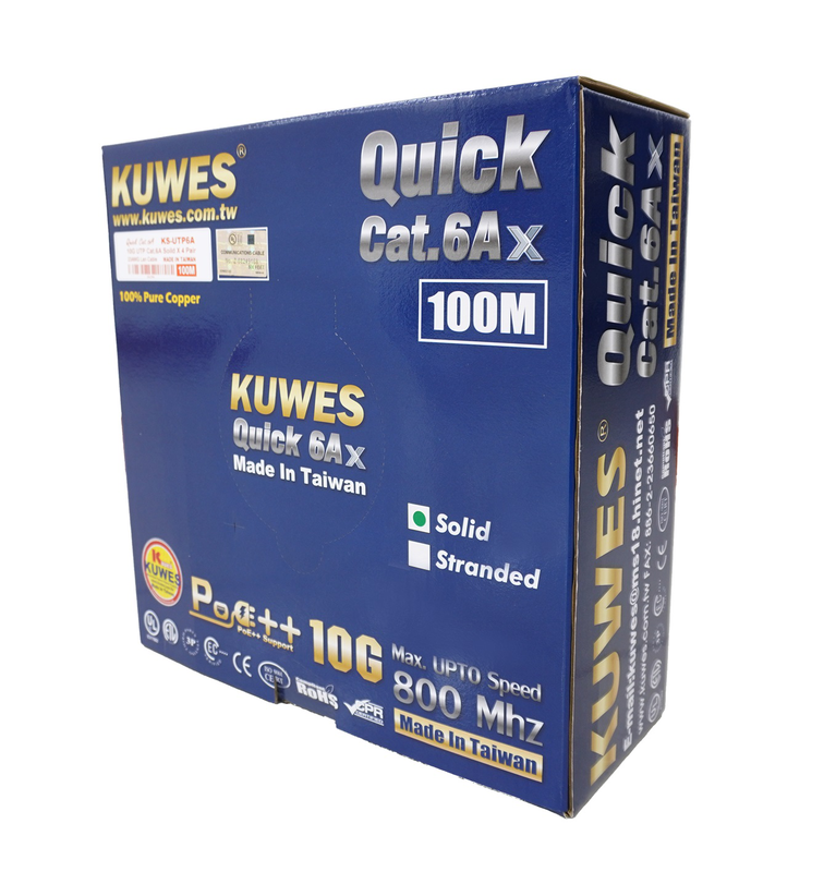 Kuwes cat6a utp pure copper indoor 100m grey, , medium-null