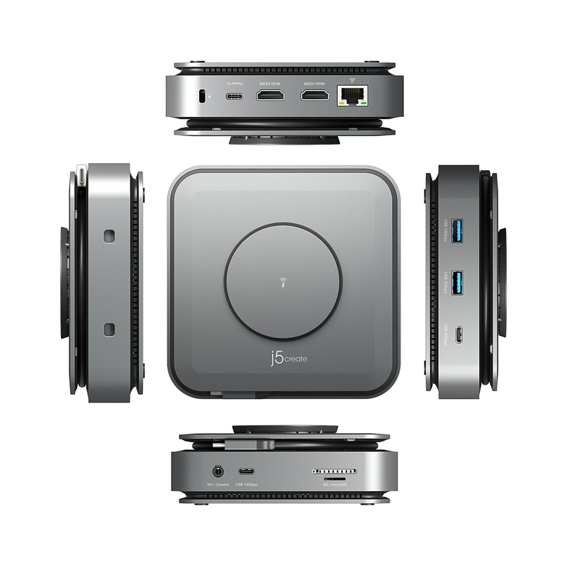 J5create dock USB-c dual display 4k mst MacBookm3 HDMI/rj45/sd/USB/pd + wireless charger jcd3199, , medium-null