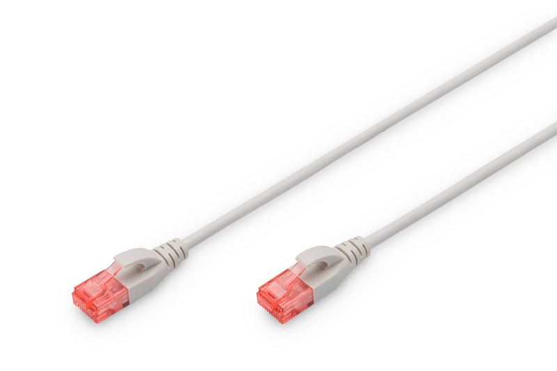 Digitus slim / patch cable / rj-45 (m) to rj-45 (m) / 3 m / utp / cat 6 / halogen-free, molded, snagless / grey-null