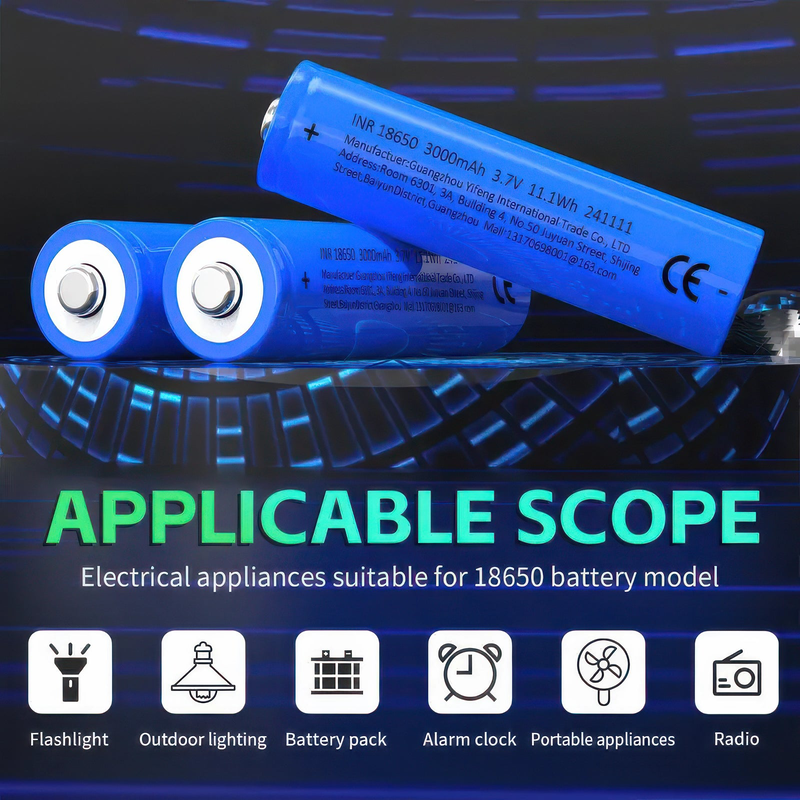 18650 lithium-ion battery 3.7v 3000mAh - high capacity, , medium-null