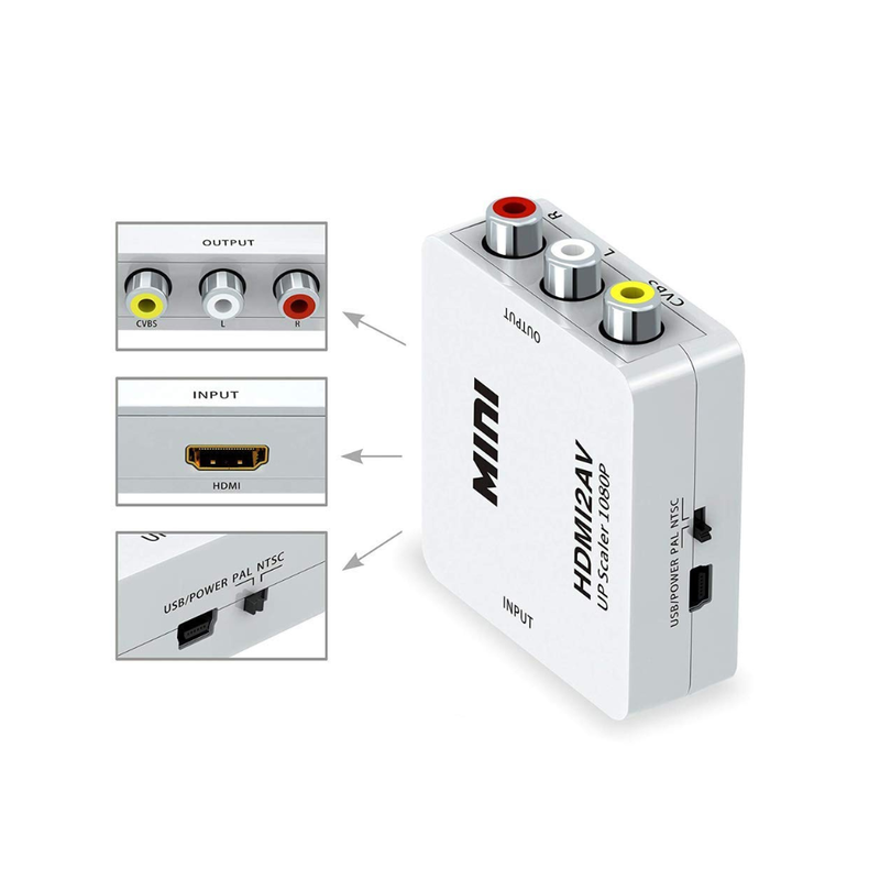 Hdmi2av up scaler 1080p HDMI to av composite video audio converter adapter media streaming device, , medium-null