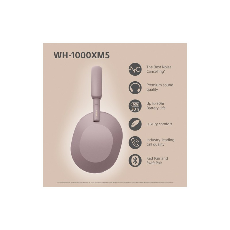 Wh-1000xm5 noise cancelling wireless headphones smoky pink image number null