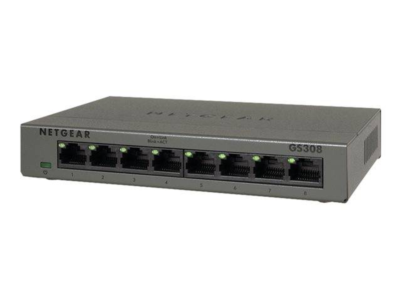 Netgear gs308 8-port gigabit unmanaged metal desktop switch plug and play black-null