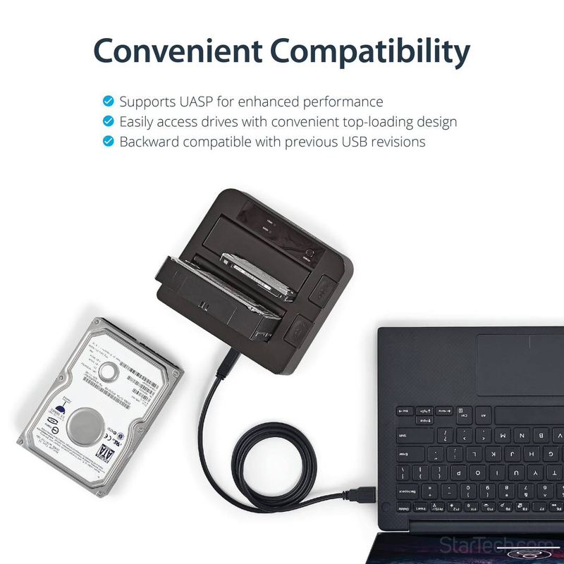 Startech sdock2u313 dual bay USB 3.1 10GBps to sata hard drive docking station with uasp for 2.5 3.5 inch HDD SSD-null