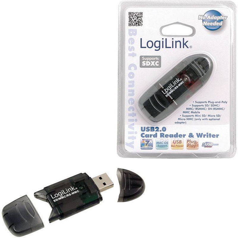 Logilink cardreader USB 2.0 stick for sd/mmc / card reader / 8 in 1 (mmc, sd, rs-mmc, mmcmobile, sdhc) / USB 2.0, , medium-null