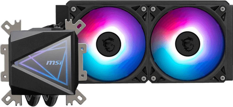 Msi mag coreliquid i240 black argb liquid CPU cooler 240mm aio dual 120mm argb Gen2 fans copper base-null