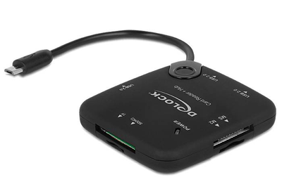 Delock micro USB otg card reader + 3 port USB hub / card reader (ms, ms pro, mmc, sd, ms duo, ms pro duo, rs-mmc, transflash, microsd, mmcmicro, sdhc, ms micro, microsdhc, sdxc, microsdxc, ms pro-hg) / USB, , medium