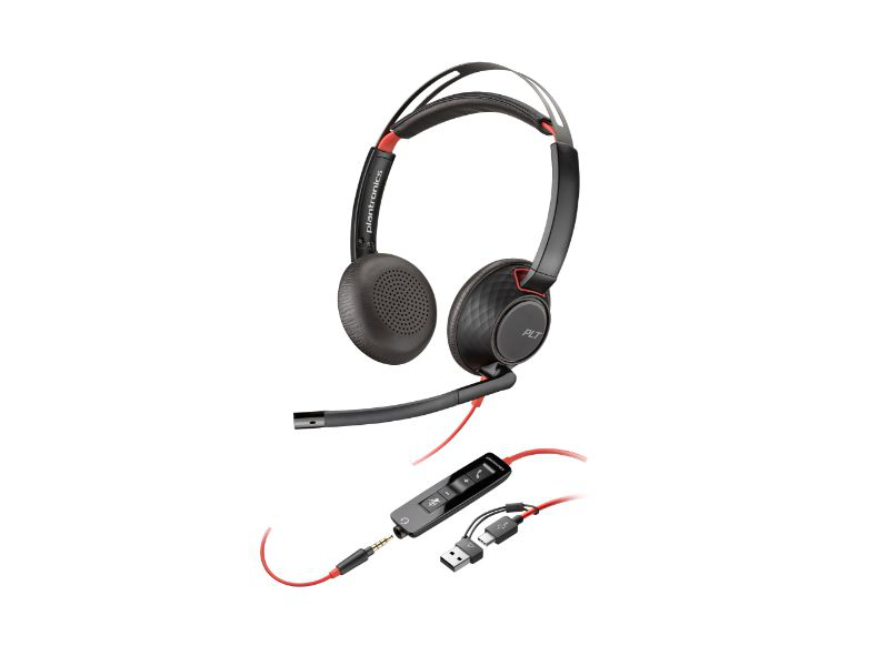 Poly blackwire 5220 stereo USB-c headset +3.5mm plug +USB-c/a adapter - 93s88aa, , medium-null