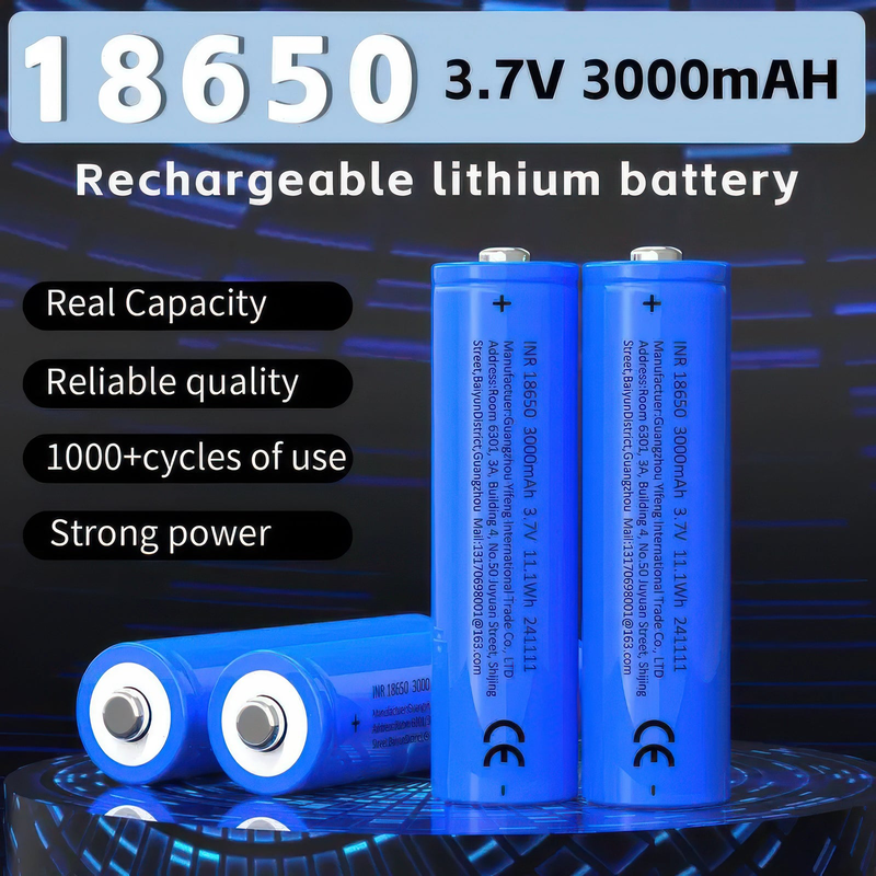 18650 lithium-ion battery 3.7v 3000mAh - high capacity, , medium-null
